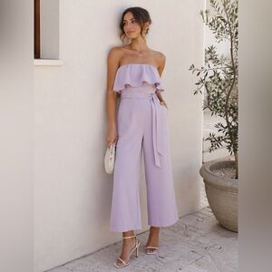 Strapless Ruffle Jumpsuit 2 Babaton Lilac
